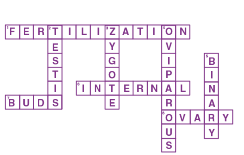 Crossword Puzzle on Reproduction in Animals